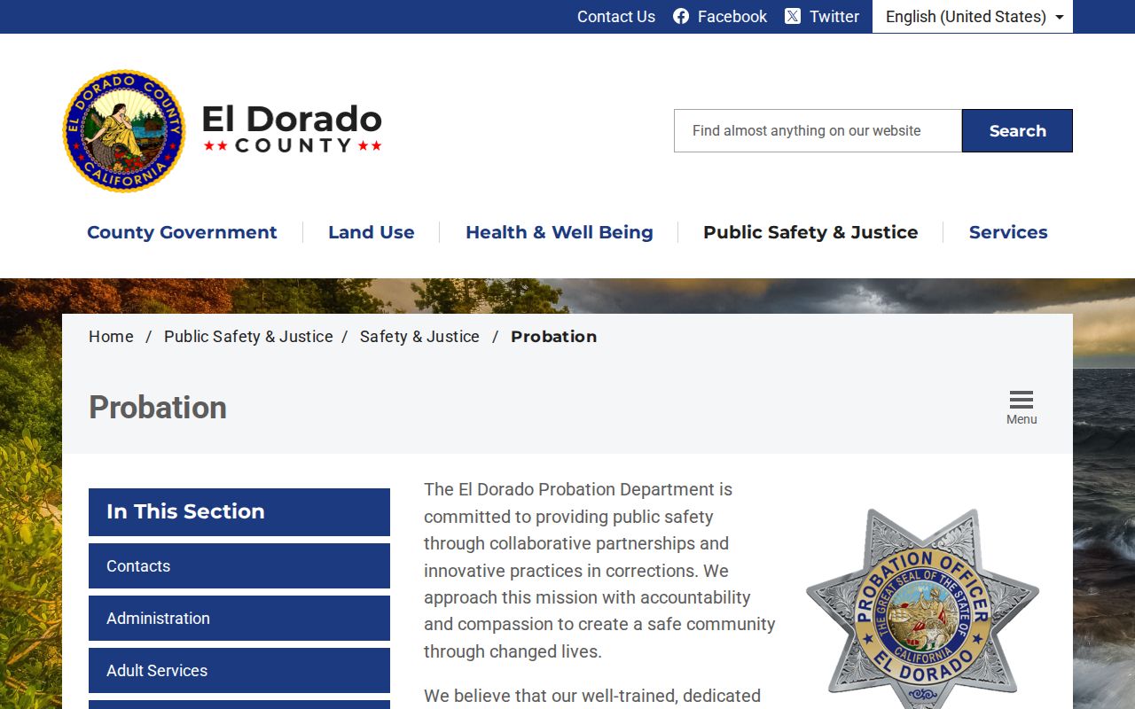 El Dorado County Probation context for South Lake Tahoe Juvenile Treatment Center release records limits